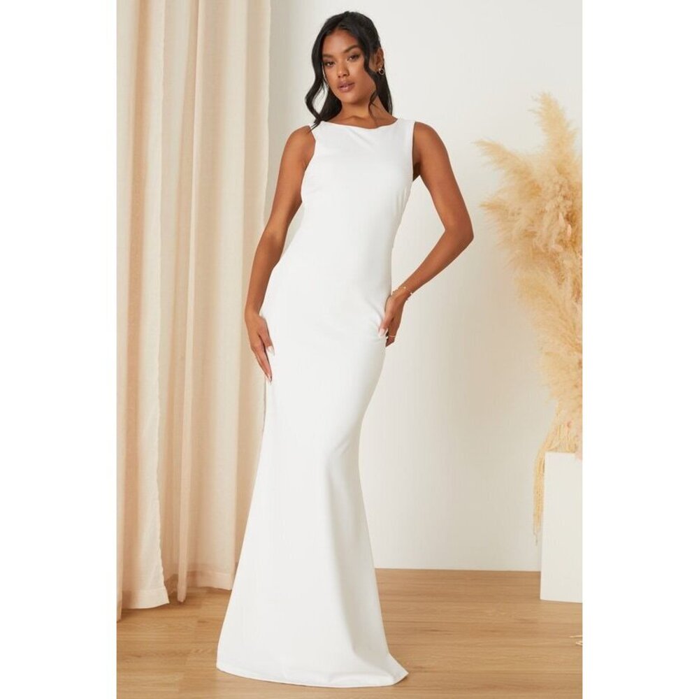 Lulus Love In Your Eyes Ivory Knotted Mermaid Maxi Dress White - Size M